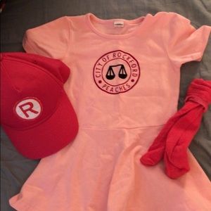 3T peaches dress + socks/hat worn once
